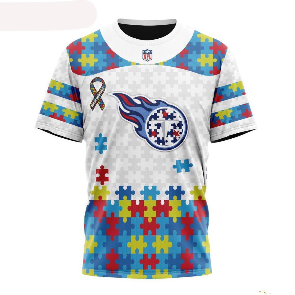 NFL Tennessee Titans Autism Awareness Design 3D T-Shirt Gift Ideas For Football Lovers