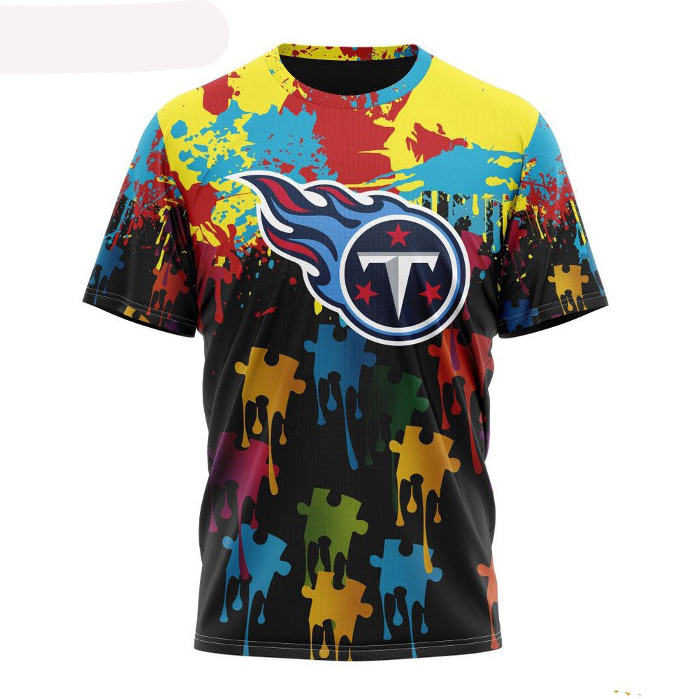 NFL Tennessee Titans Autism Awareness Design 3D T-Shirt Presents For Football Fans