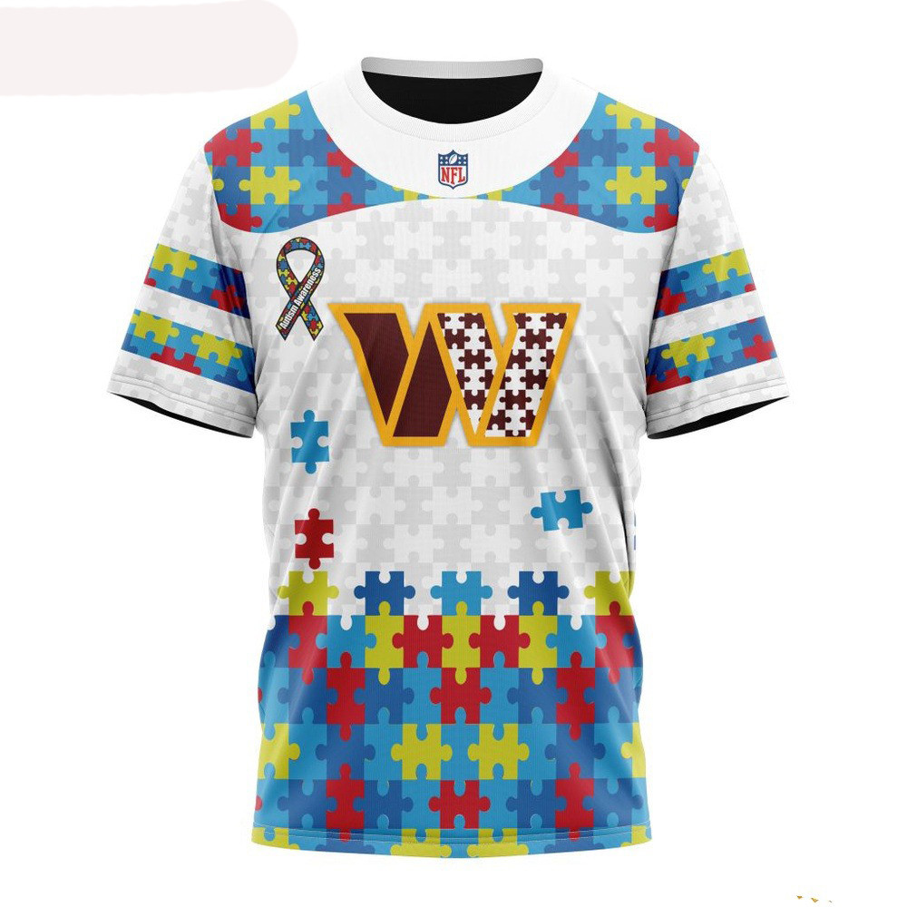NFL Washington Commanders Autism Awareness T-Shirt Unique Gifts For Football Lovers