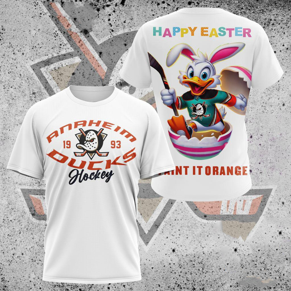 NHL Anaheim Ducks Hockey Team Mascot Design Happy Easter Day T-Shirt Ice Hockey Fan Gifts