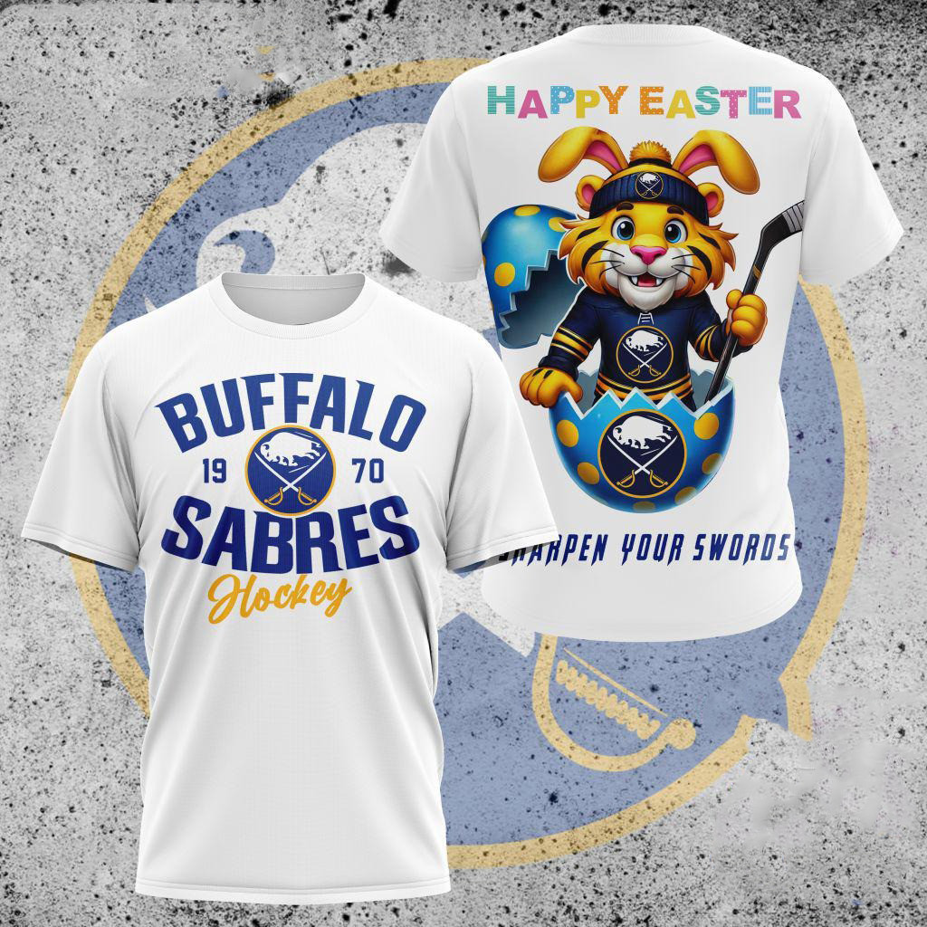 NHL Buffalo Sabres Hockey Team Mascot Design Happy Easter Day T-Shirt Gifts For Hockey Fan