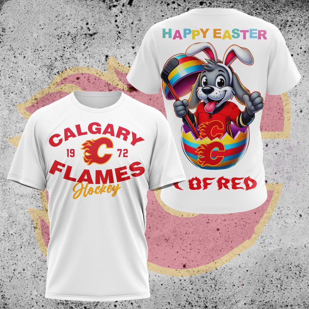 NHL Calgary FLames Hockey Team Mascot Design Happy Easter Day T-Shirt Best Gifts For Hockey Fans