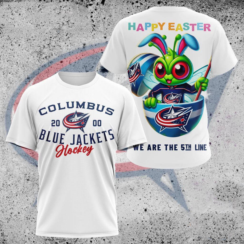 NHL Columbus Blue Jackets Hockey Team Mascot Design Happy Easter Day Shirt Ice Hockey Fan Gifts
