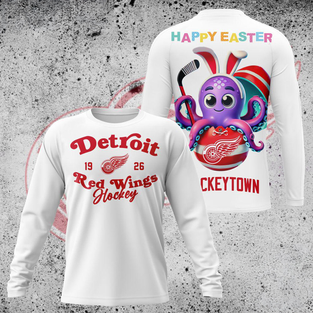 NHL Detroit Red Wings Est 1926 Hockey Town Happy Easter Sweatshirt Gifts For Hockey Fan