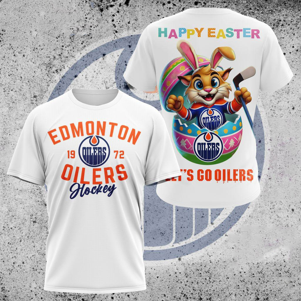 NHL Edmonton Oilers Hockey Team Mascot Design Happy Easter Day Shirt Best Gifts For Hockey Fans