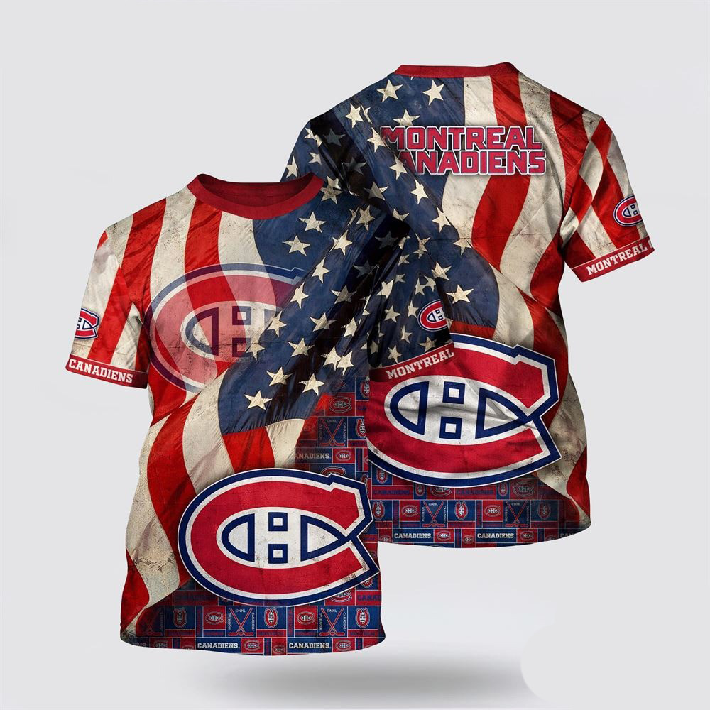 NHL Montreal Canadiens American Flag Pattern Summer Shirt Gifts For Hockey Enthusiasts
