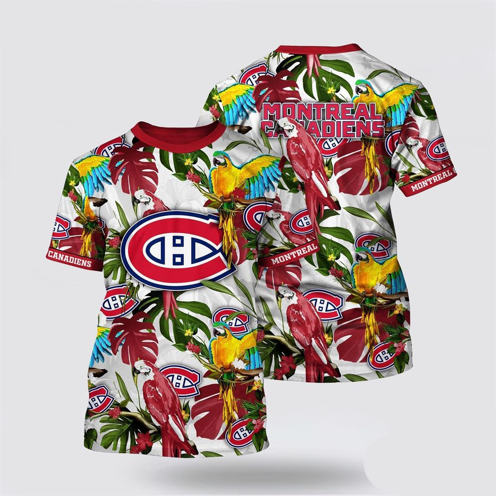 NHL Montreal Canadiens Tropical Parrot Pattern Summer Shirt Ice Hockey Fan Gifts