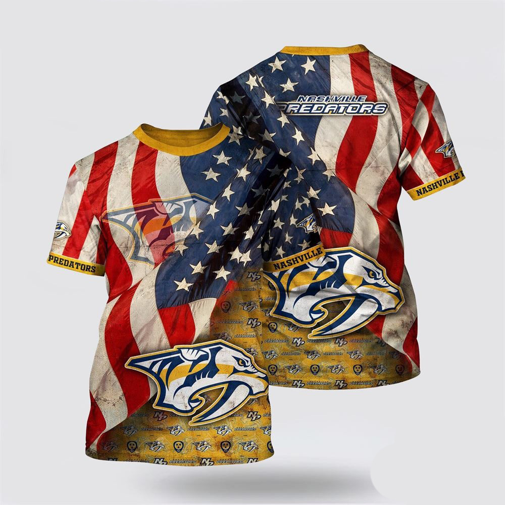 NHL Nashville Predators American Flag Pattern Summer Shirt Unique Gifts For Hockey Fans