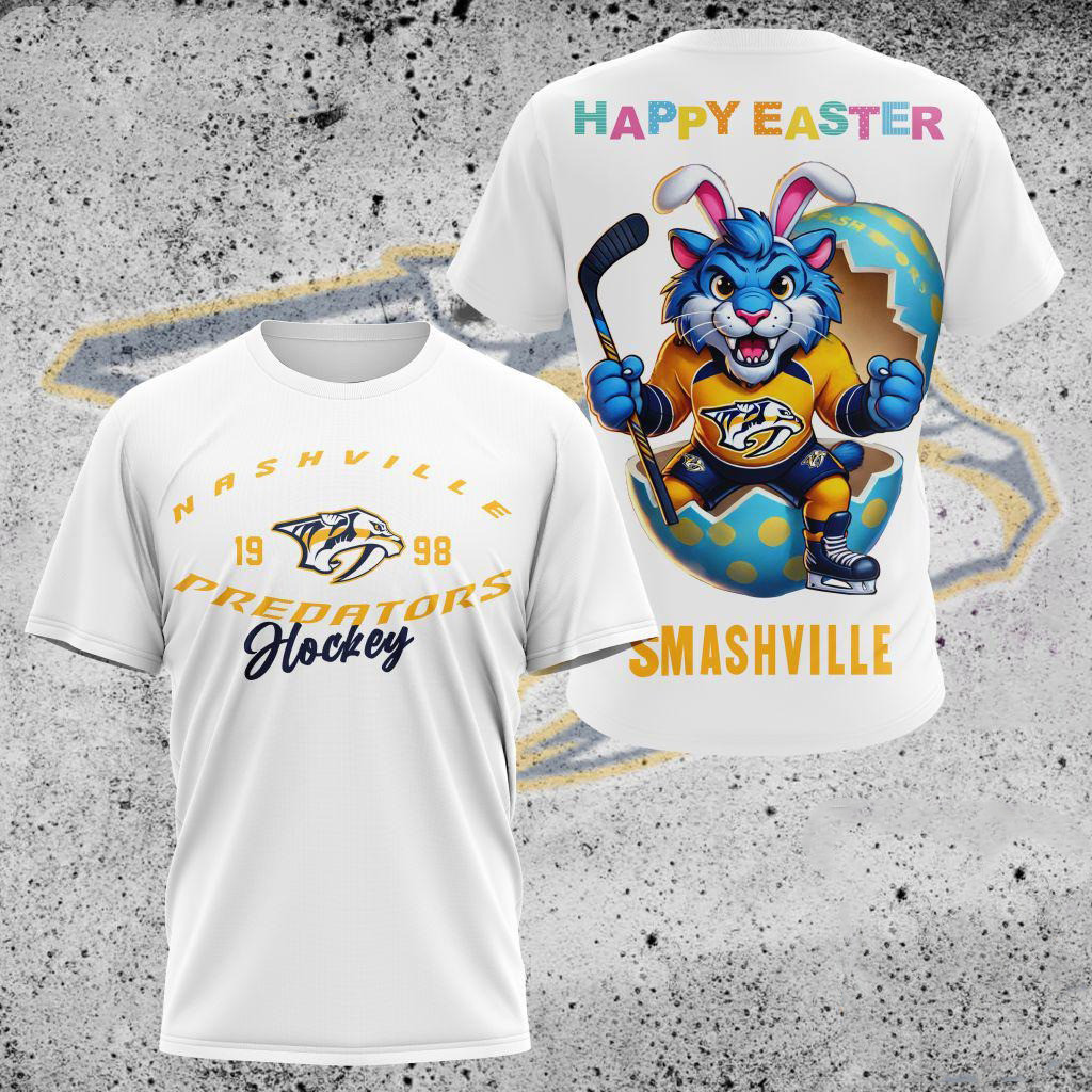 NHL Nashville Predators Hockey Team Mascot Design Happy Easter Day Shirt Hockey Lovers Gifts