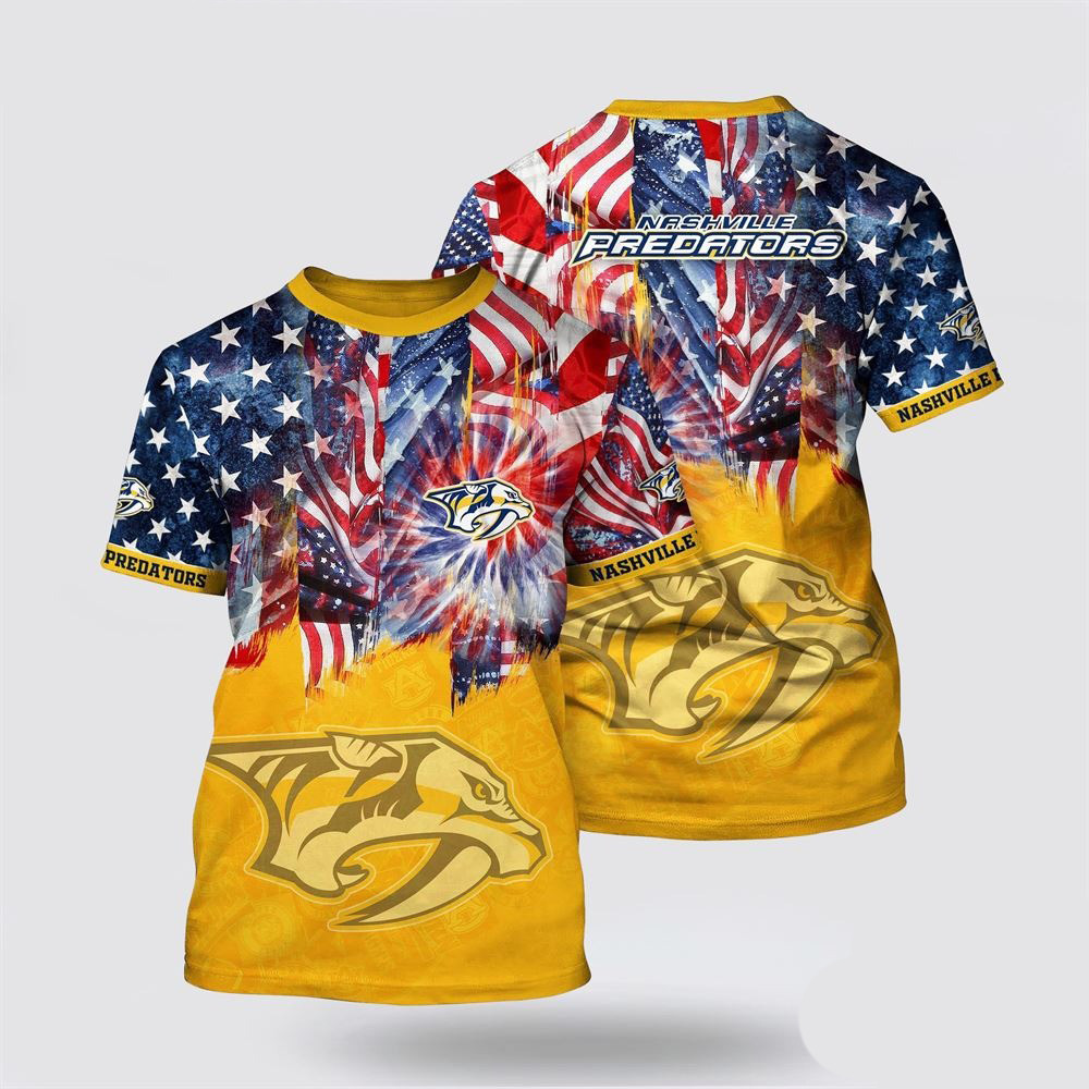 NHL Nashville Predators Independence Day Pattern Summer Shirt Presents For Hockey Lovers