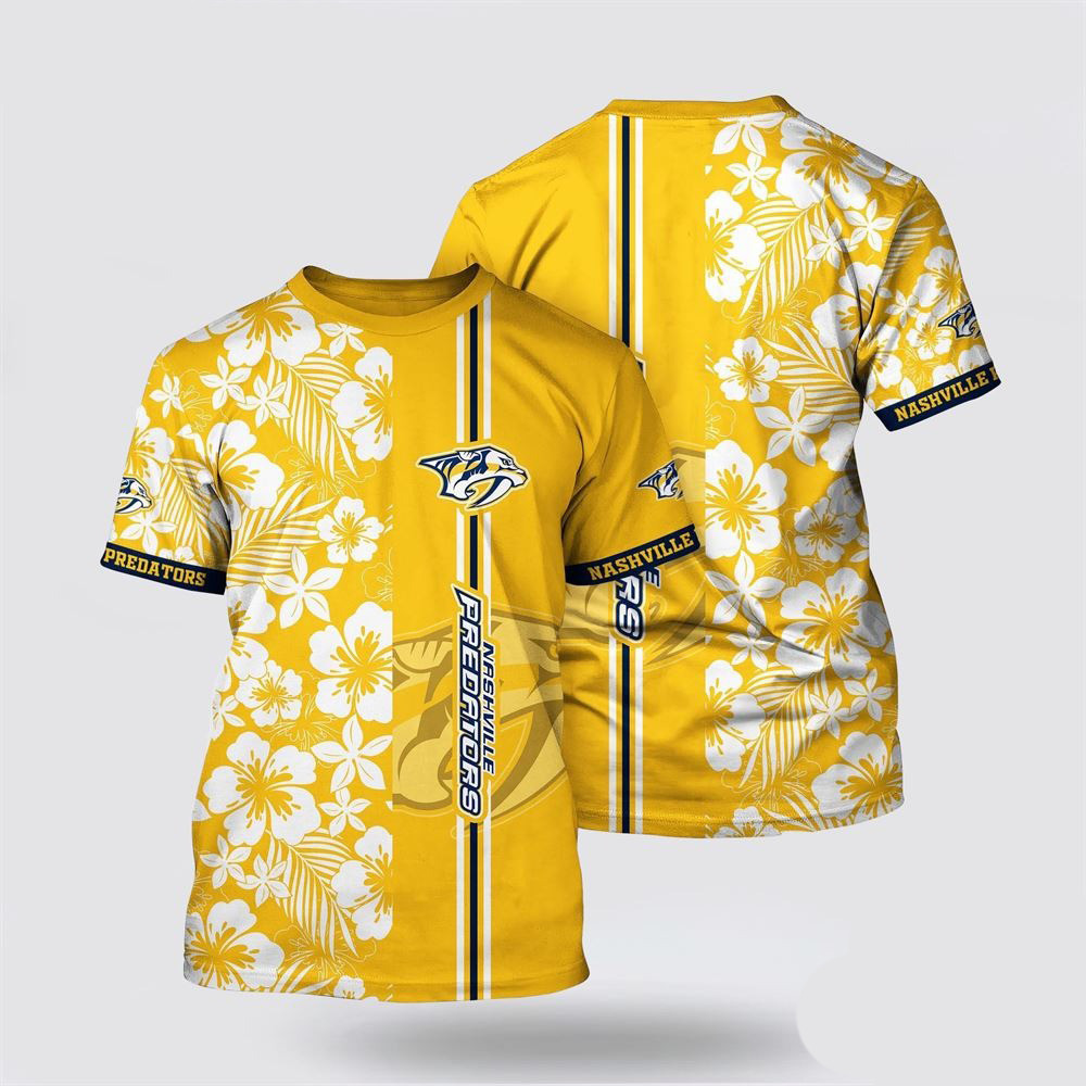 NHL Nashville Predators Tropical Apricot Blossom Pattern Summer Shirt Gifts For Ice Hockey Fans