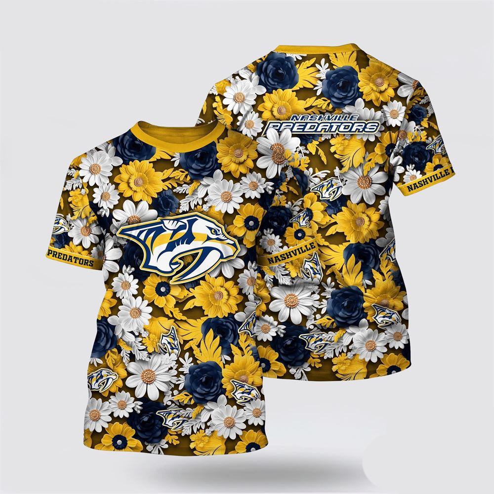 NHL Nashville Predators Tropical Begonia Flower Pattern Summer Shirt Gifts For Hockey Fan