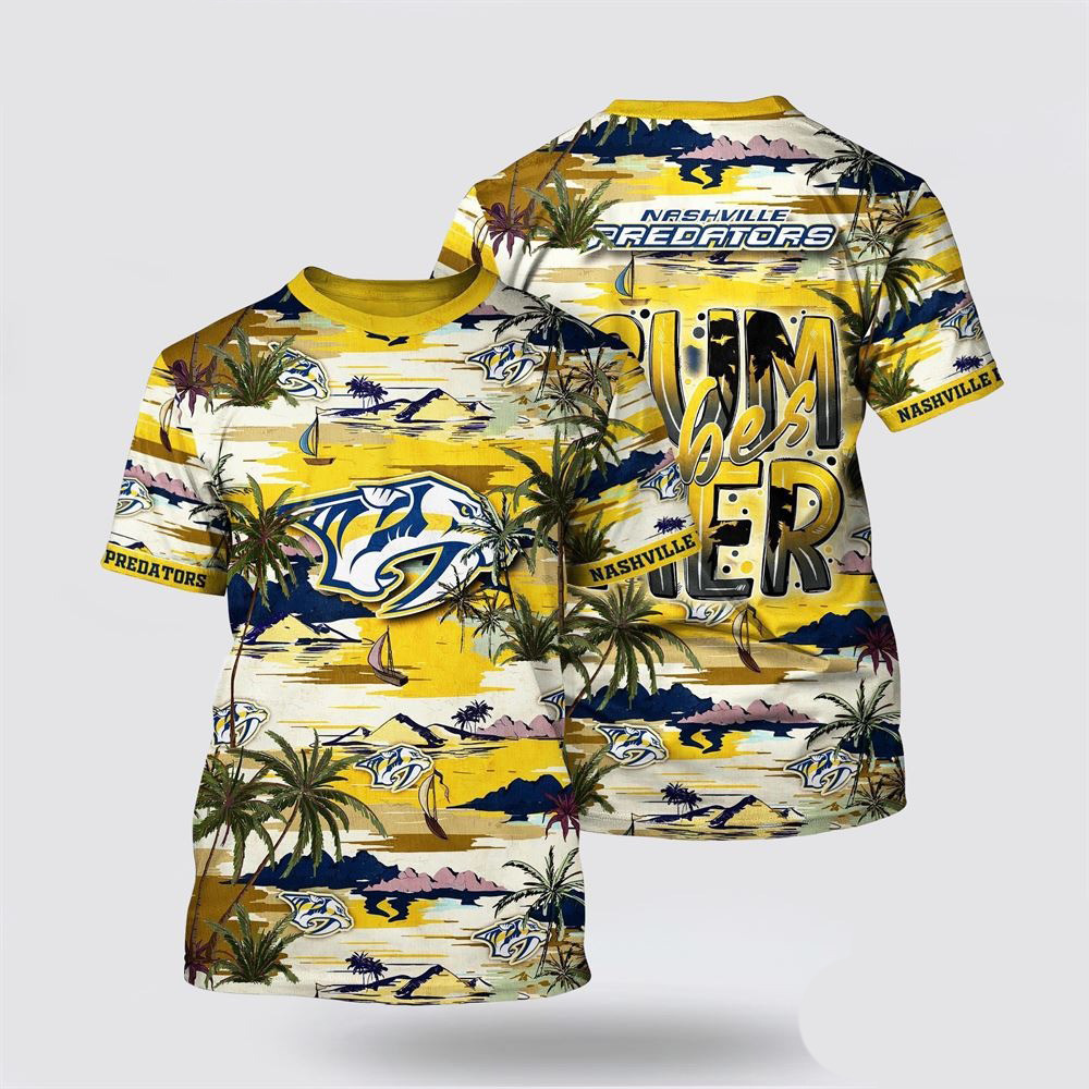 NHL Nashville Predators Tropical Desert Island Motif Summer Shirt Good Gifts For Hockey Fans