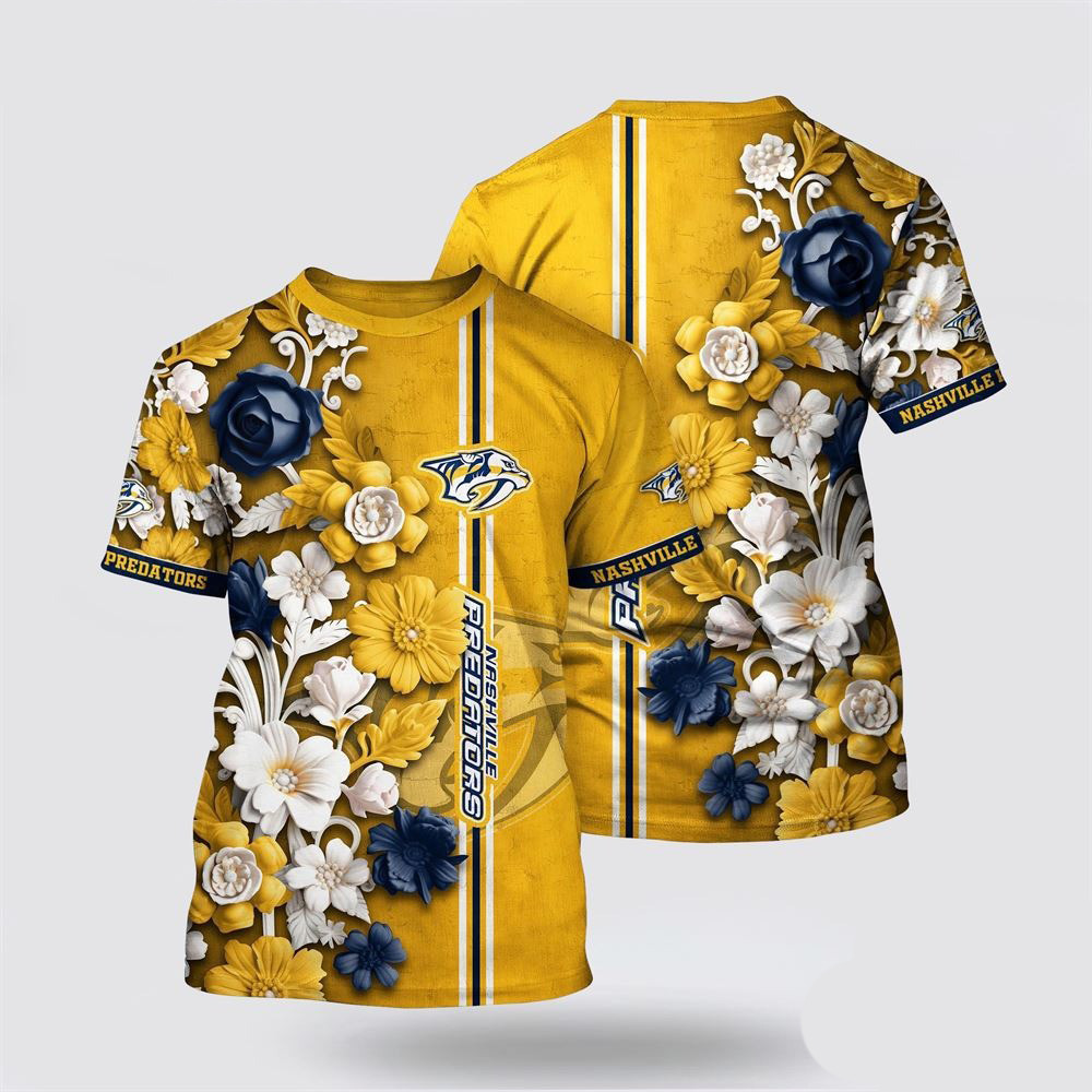 NHL Nashville Predators Tropical Hepatica Floral Pattern Summer Shirt Gifts For Hockey Fan