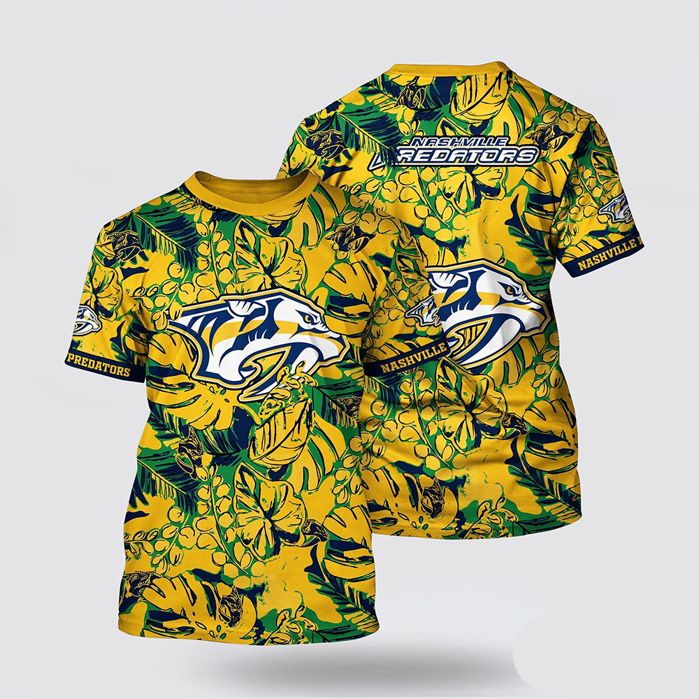 NHL Nashville Predators Tropical Leaf Pattern Summer Shirt Best Gifts For Hockey Lovers