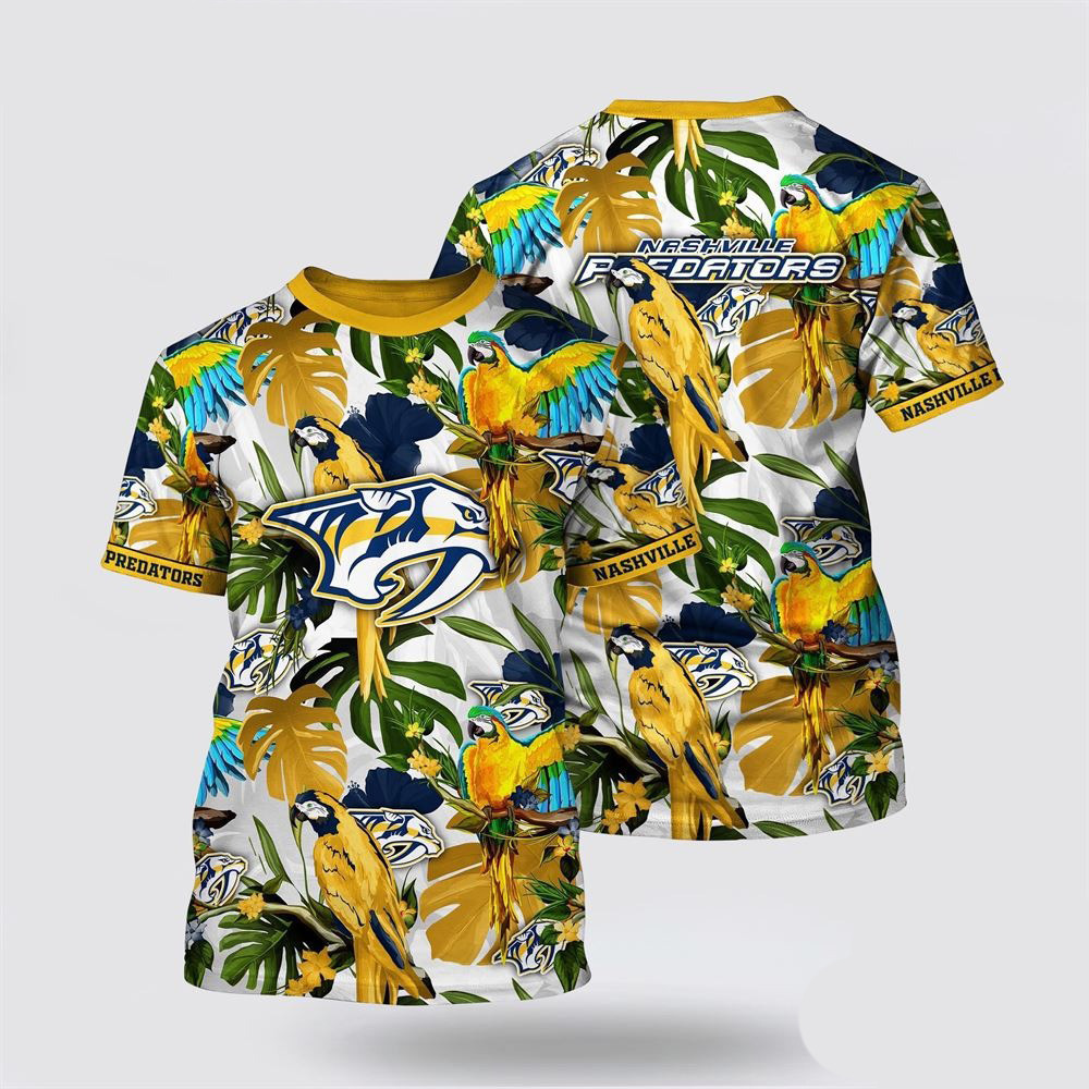 NHL Nashville Predators Tropical Parrot Pattern Summer Shirt Best Gifts For Hockey Fans