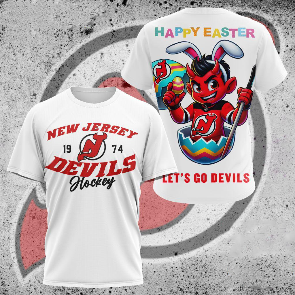 NHL New Jersey Devils Hockey Team Mascot Design Happy Easter Day Shirt Fans Gift Ideas