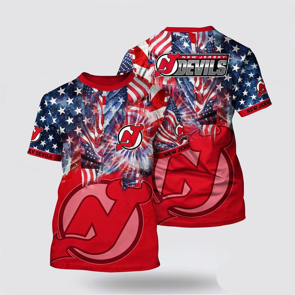NHL New Jersey Devils Independence Day Pattern Summer Shirt Cool Gifts For Hockey Fans