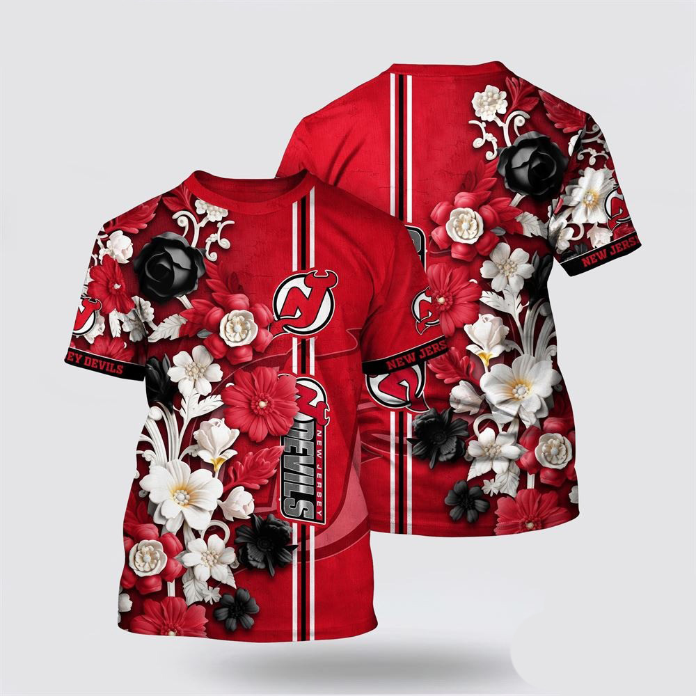 NHL New Jersey Devils Tropical Hepatica Floral Pattern Summer Shirt Gift Ideas For Hockey Fans