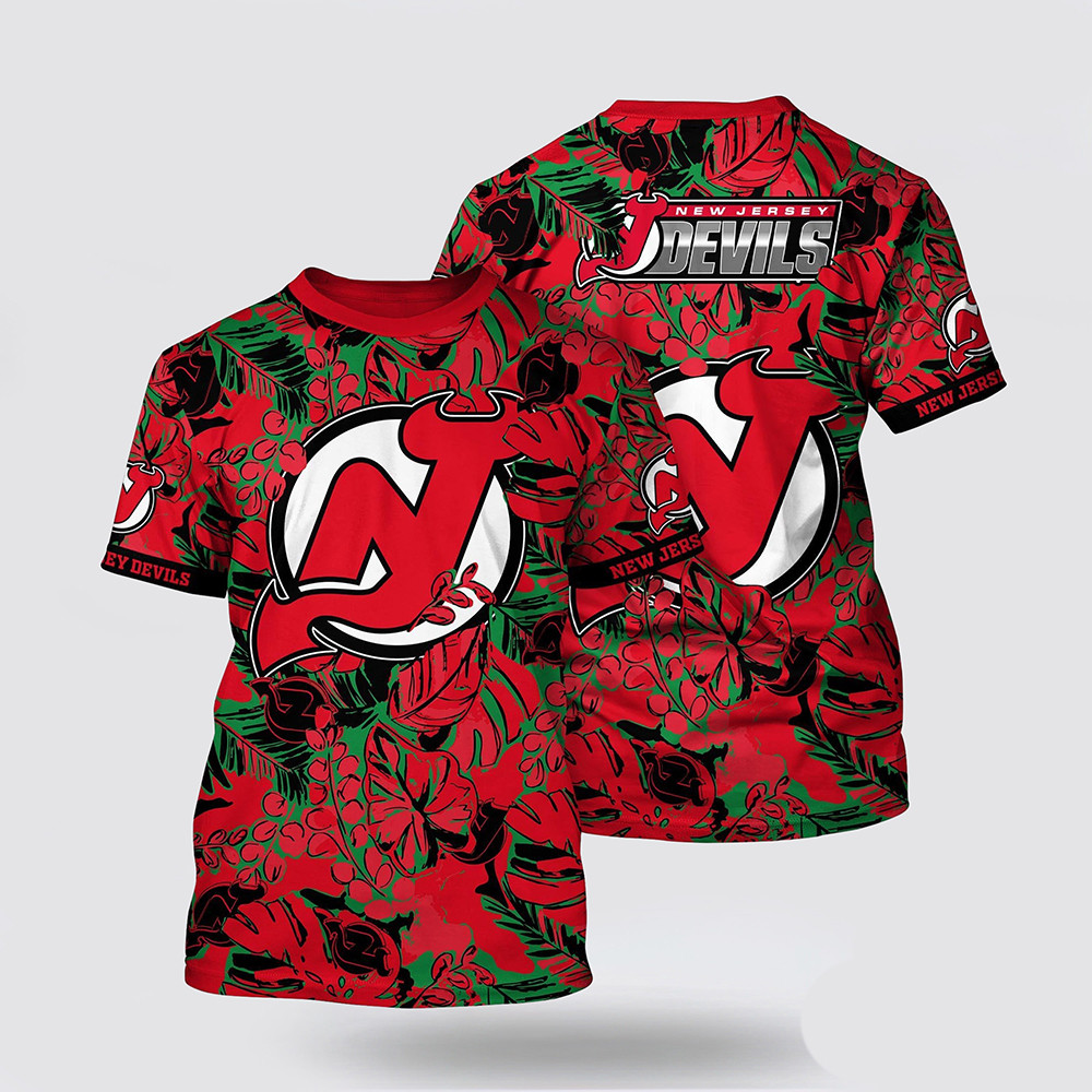 NHL New Jersey Devils Tropical Leaf Pattern Summer Shirt Best Gifts For Hockey Lovers