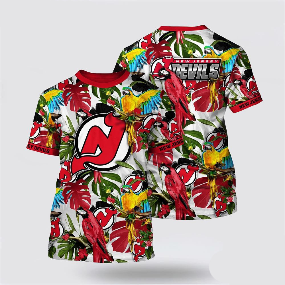 NHL New Jersey Devils Tropical Parrot Pattern Summer Shirt Good Gifts For Hockey Fans