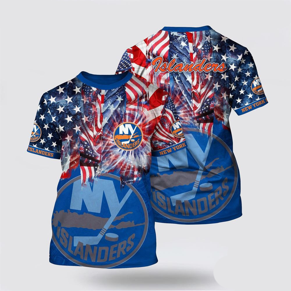 NHL New York Islanders Independence Day Pattern Summer T-Shirt Gift Ideas For Hockey Lovers