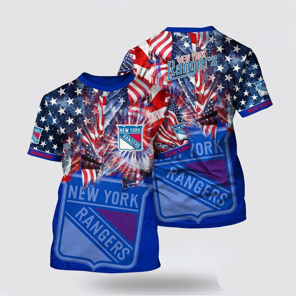 NHL New York Islanders Independence Day Pattern Summer T-Shirt Gifts For Ice Hockey Fans