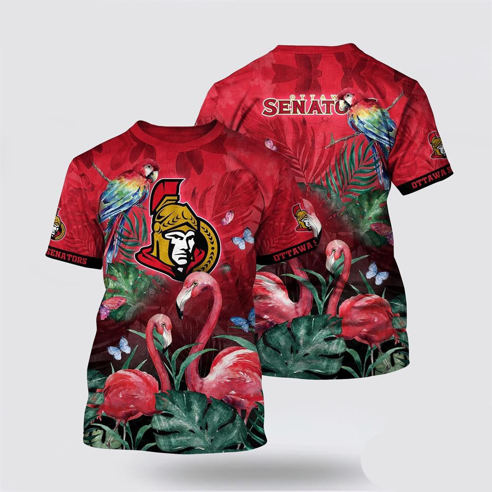 NHL New York Islanders Parrot And Flamingo Motifs Summer T-Shirt Gifts For Hockey Fan