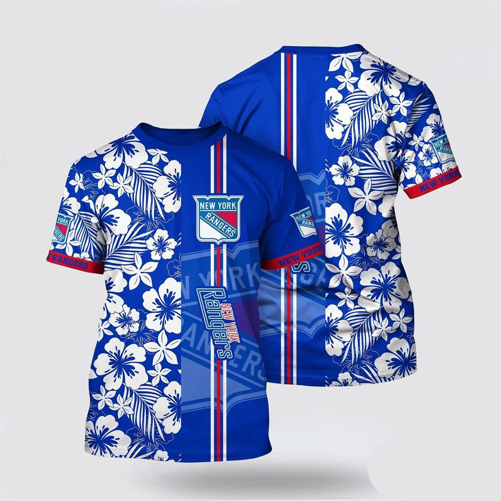 NHL New York Islanders Tropical Apricot Blossom Pattern Summer T-Shirt Gifts For Hockey Fans