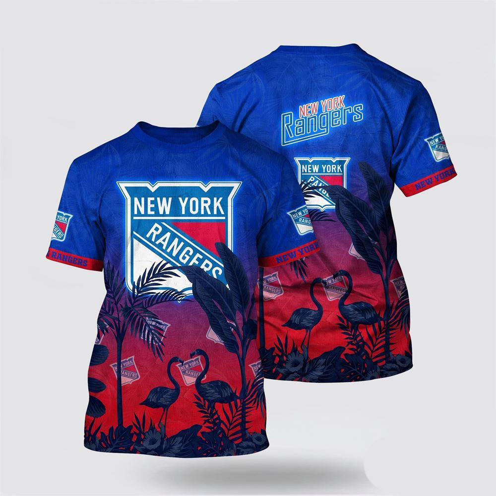 NHL New York Islanders Tropical Flamingo Pattern Summer T-Shirt Unique Gifts For Hockey Fans