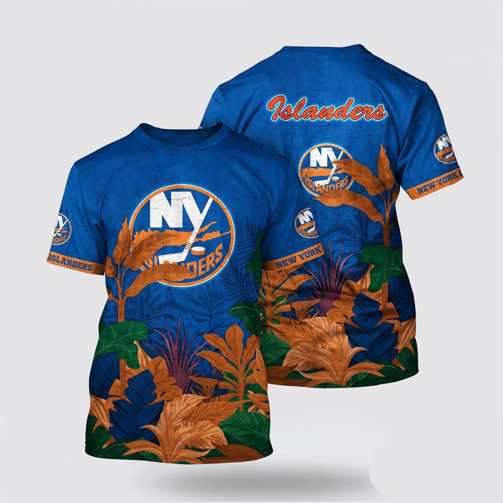 NHL New York Islanders Tropical Forest Motifs Summer T-Shirt Unique Gifts For Hockey Fans