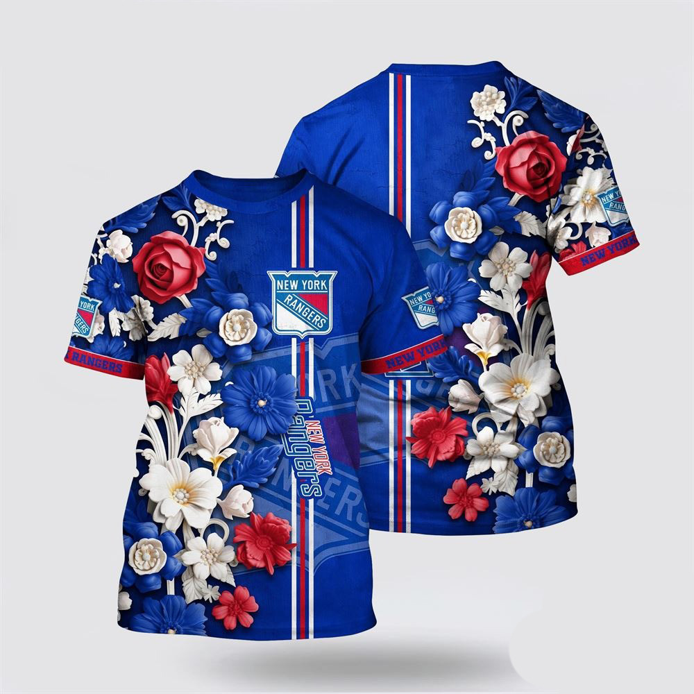NHL New York Islanders Tropical Hepatica Floral Pattern Summer T-Shirt Gifts For NHL Fans
