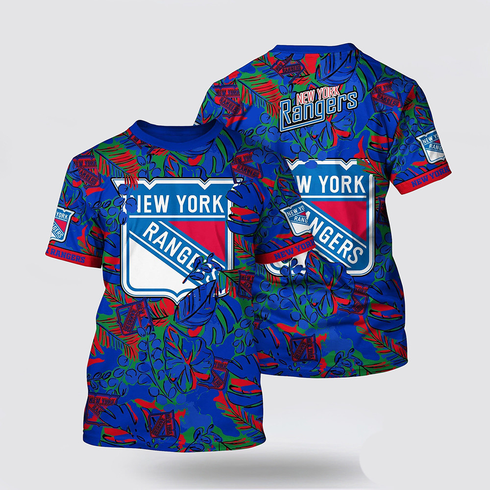 NHL New York Islanders Tropical Leaf Pattern Summer T-Shirt Great Gifts For Hockey Fans