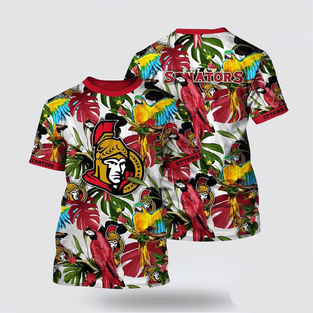 NHL New York Islanders Tropical Parrot Pattern Summer T-Shirt Gifts For Hockey Fan