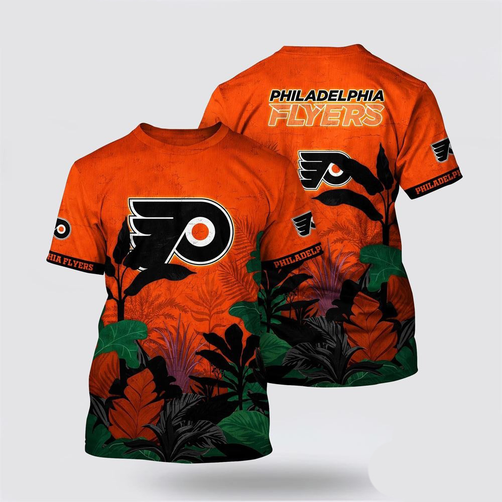 NHL Philadelphia Flyers All Over Print T Shirt Tropical Forest Motifs Summer T Shirt
