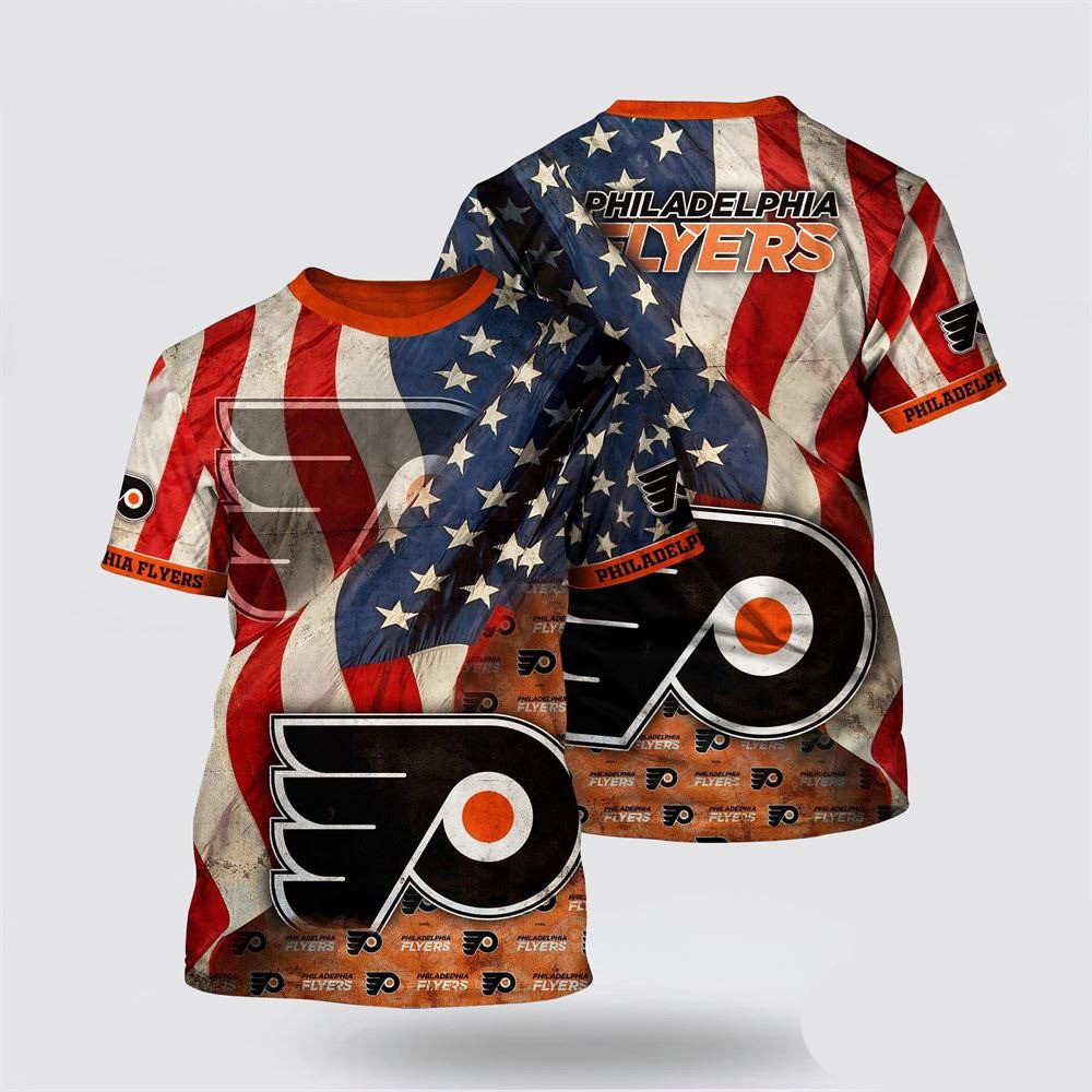 NHL Philadelphia Flyers American Flag Pattern Summer T-Shirt Gift Ideas For Hockey Lovers