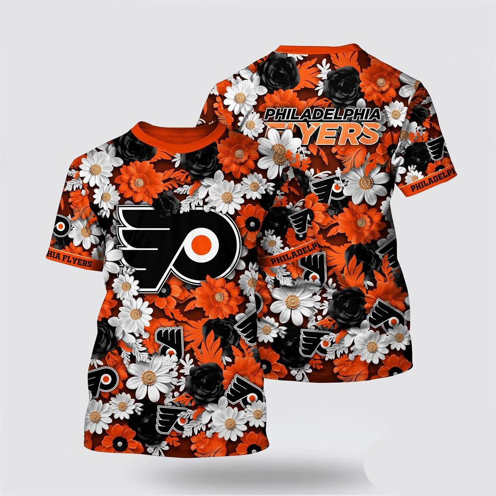 NHL Philadelphia Flyers Tropical Begonia Flower Pattern Summer Shirt Cool Gifts For Hockey Fans