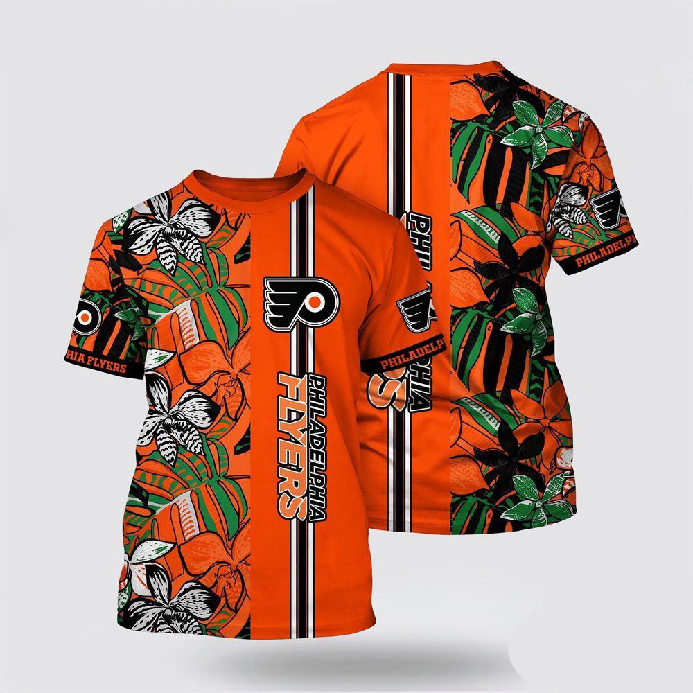 NHL Philadelphia Flyers Tropical Tropical Forest Floral Pattern Summer T-Shirt Gifts For Fans