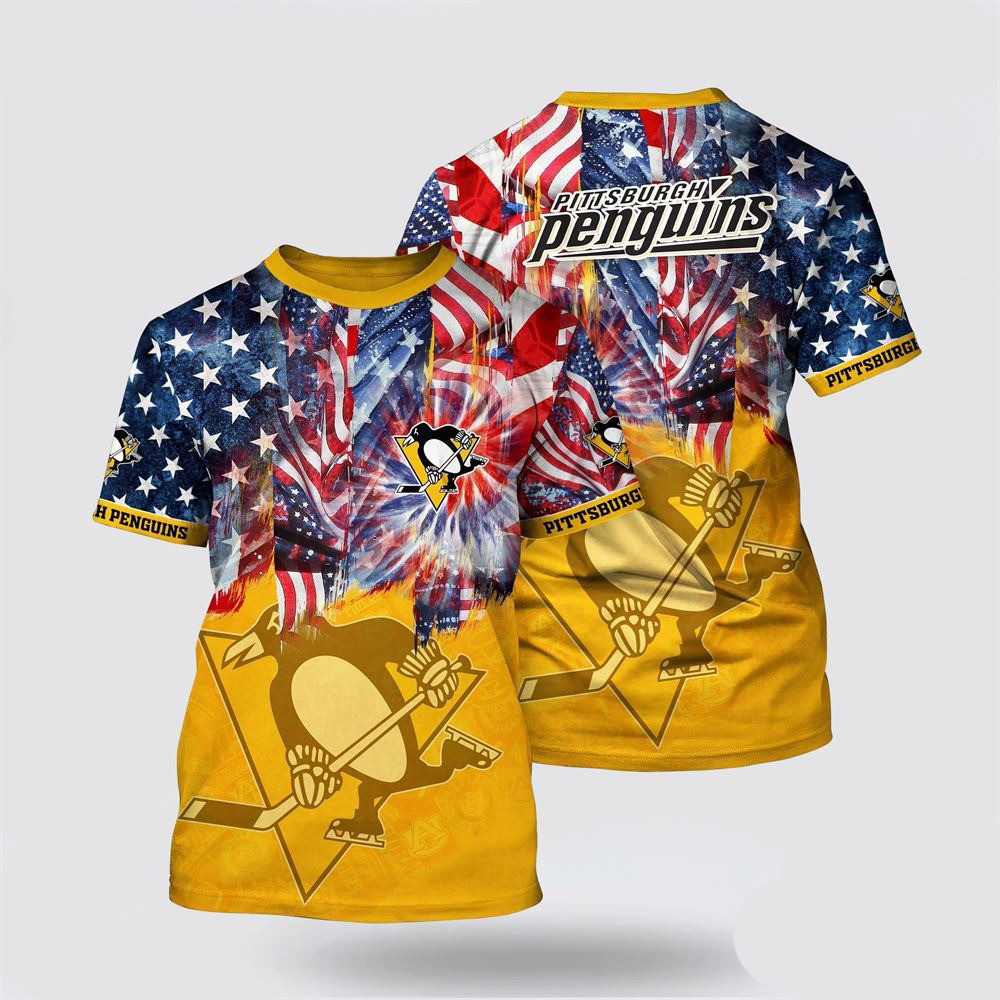 NHL Pittsburgh Penguins American Independence Day Pattern Summer T-Shirt Gifts For Fans