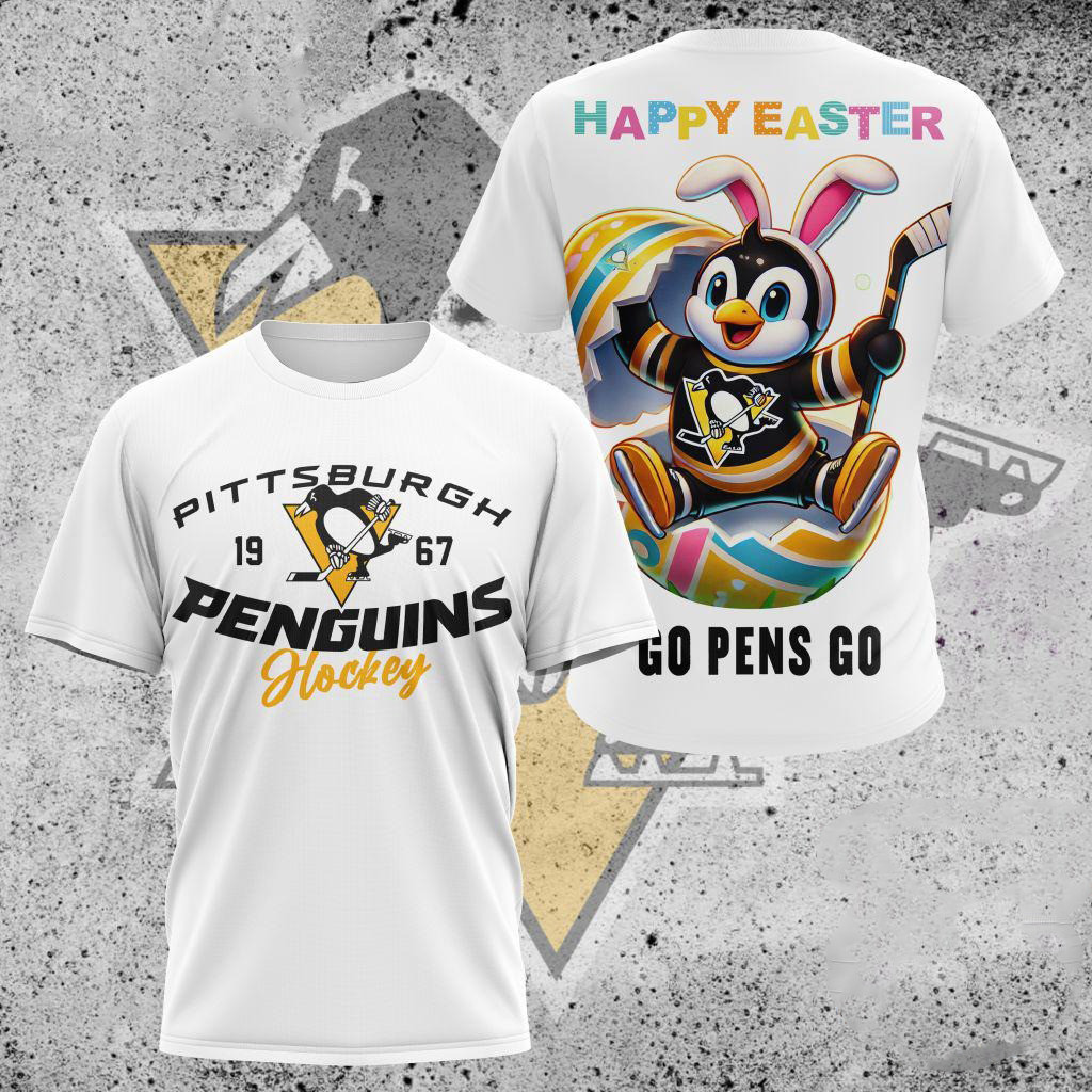 NHL Pittsburgh Penguins Hockey Team Mascot Design Happy Easter Day Shirt Gift For Fans