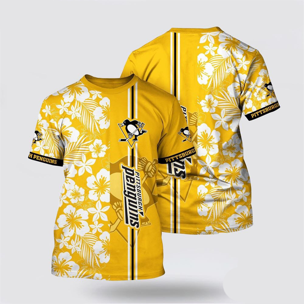 NHL Pittsburgh Penguins Tropical Apricot Blossom Pattern Summer Shirt Gifts For Ice Hockey Fans