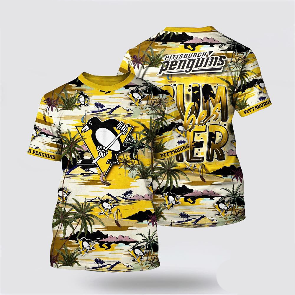 NHL Pittsburgh Penguins Tropical Desert Island Motif Summer T-Shirt Cool Gifts For Hockey Fans
