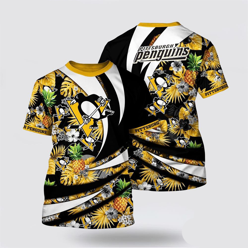 NHL Pittsburgh Penguins Tropical Pineapple Summer T-Shirt Gift Ideas For Hockey Fans