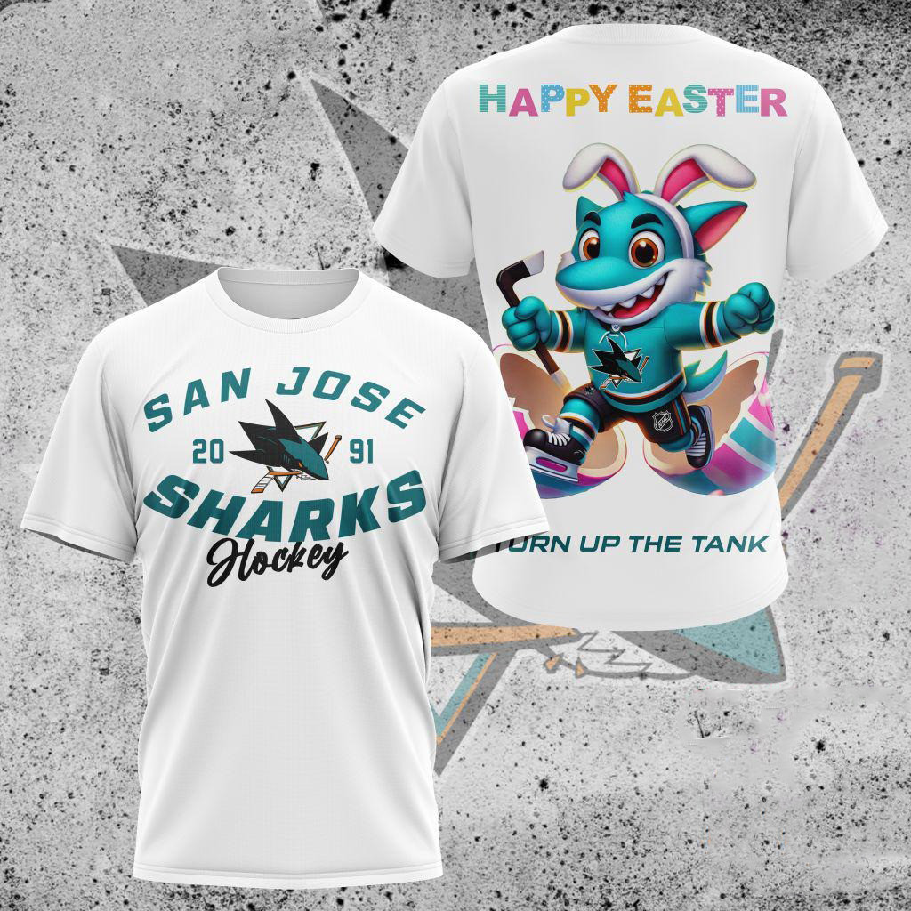 NHL San Jose Sharks Hockey Team Mascot Design Happy Easter Day Shirt Great Gifts For Hockey Fans