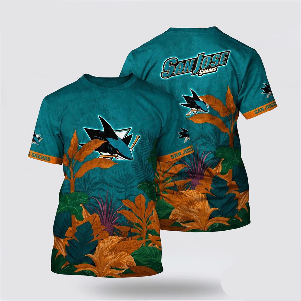 NHL San Jose Sharks Tropical Forest Motifs Summer T-Shirt Unique Gifts For Hockey Lovers