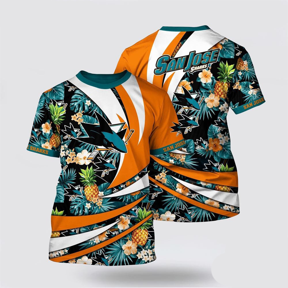 NHL San Jose Sharks Tropical Pineapple Summer T-Shirt Unique Gifts For Hockey Fans