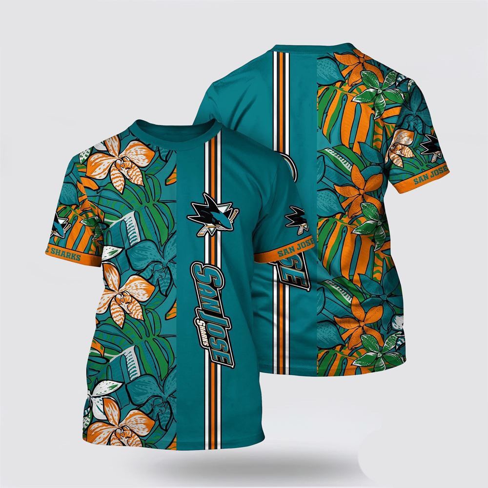 NHL San Jose Sharks Tropical Tropical Forest Floral Pattern Summer T-Shirt Gifts For Fans