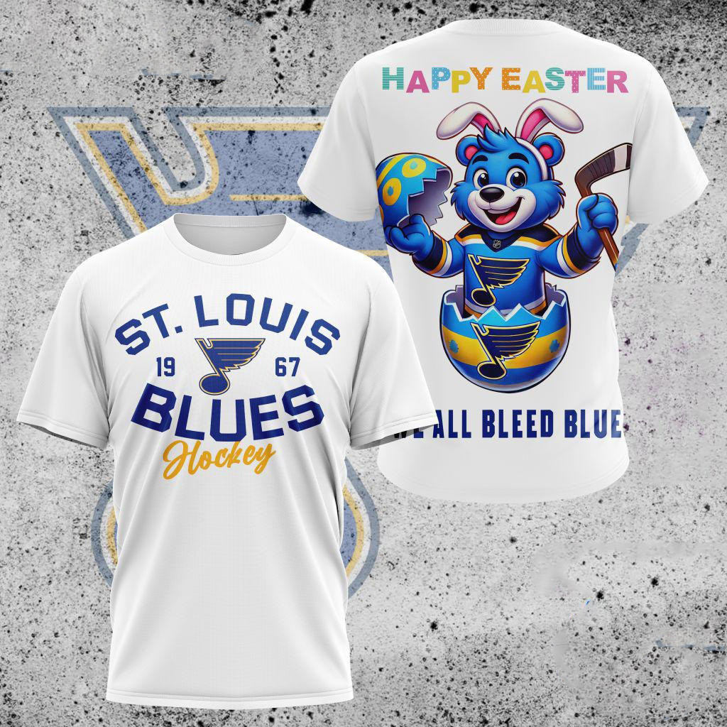 NHL St. Louis Blues Hockey Team Mascot Design Happy Easter Day Shirt Cool Gifts For Hockey Fans