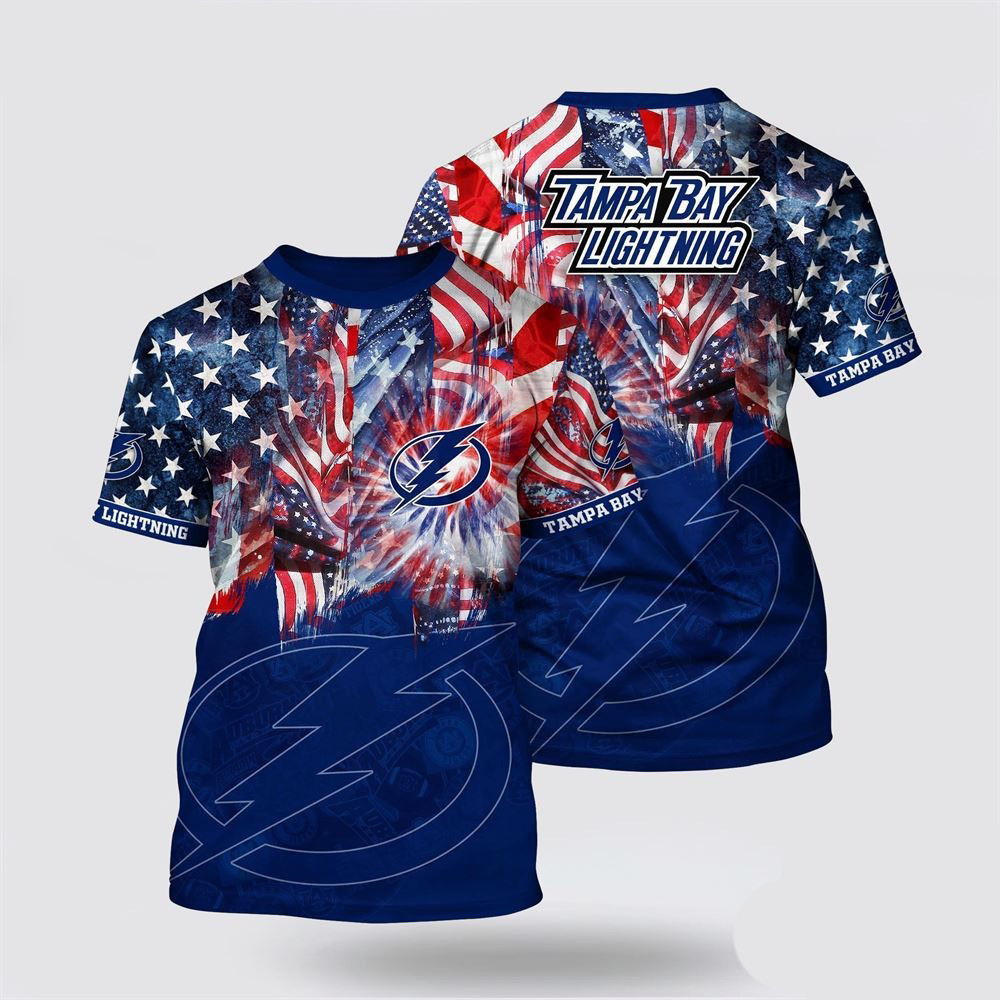 NHL Tampa Bay Lightning American Independence Day Pattern Summer T-Shirt Husband Gifts