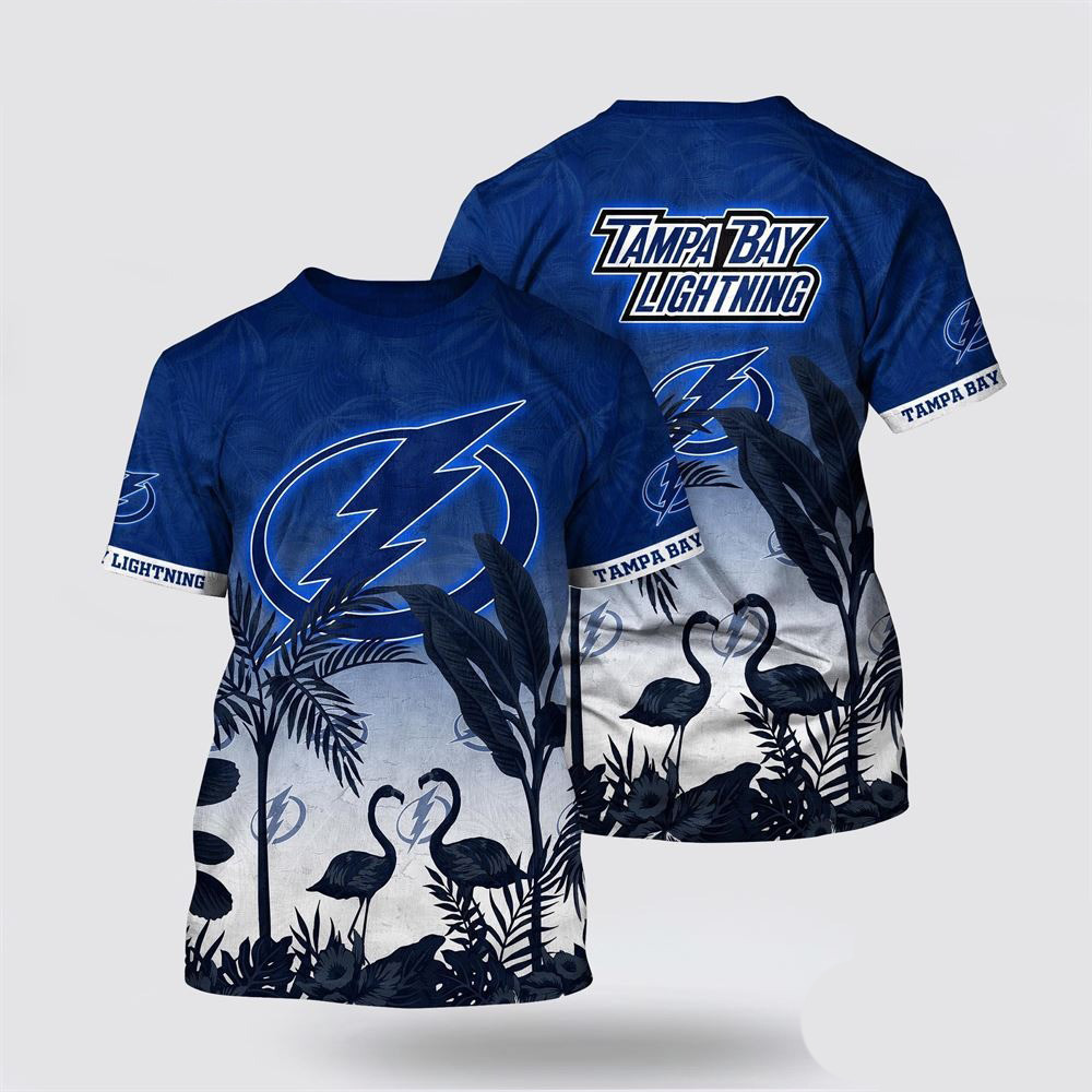 NHL Tampa Bay Lightning Tropical Flamingo Pattern Summer T-Shirt Best Gifts For Hockey Fans